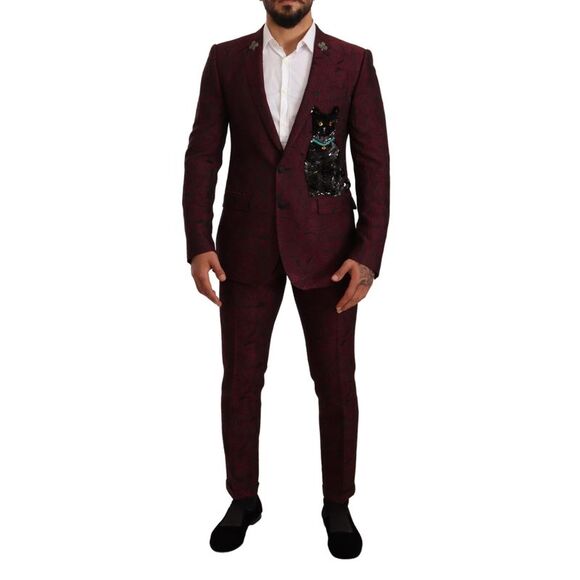 Dolce & Gabbana Maroon Cotton 2 Buttons Suit Jacket Blazer main image 0